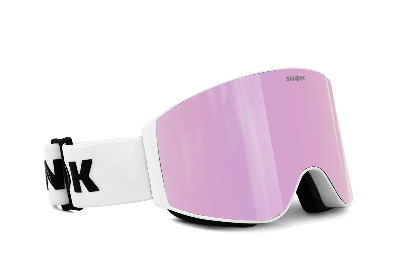 SNØK Glacier Goggles – White (Cherry Pink Mirror)