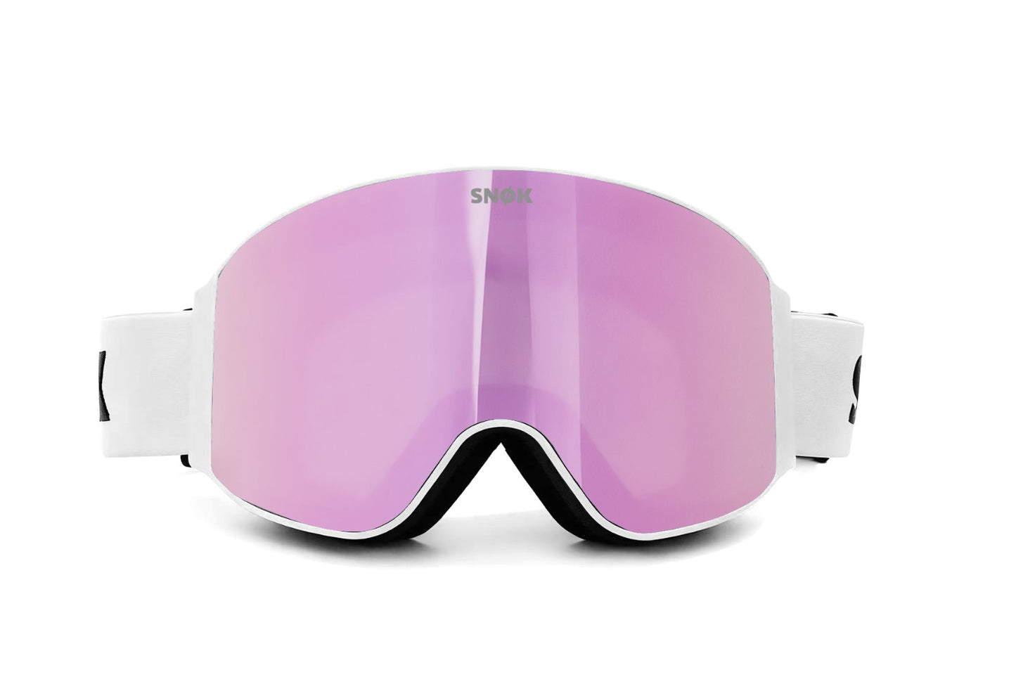 SNØK Glacier Goggles – White (Cherry Pink Mirror)